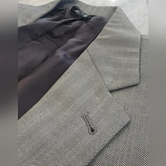40L Men's Jos. A Bank Blazer Silver Gray Herringbone Silk & Wool Sport Coat - Picture 5 of 10